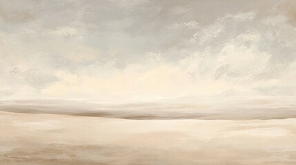 Ethereal Landscape: An abstract scene captures a tranquil horizon where soft, muted tones of beige and gray seamlessly blend, evoking a sense of peace and boundless space.
