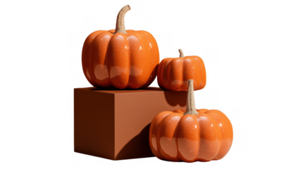 Neatly arranged pumpkins for Thanksgiving, created AI, PNG