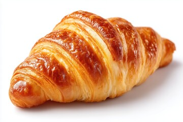 Crispy French Croissant Isolated on White Background