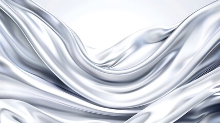 Elegant flowing silver silk fabric smooth texture background for luxurious designs and creative projects in soft light
