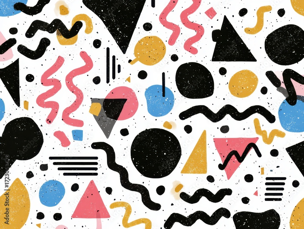 Poster colorful shapes abstraction: this eye-catching image showcases a dynamic arrangement of geometric sh