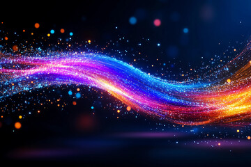 Fototapeta premium Exploding Points of Light Visualizing Big Data Transfer in Motion, Dynamic Digital Data Streams and Futuristic Technology Energy Effects