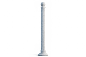 White concrete bollard separating traffic and pedestrian areas