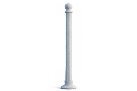 White concrete bollard separating traffic and pedestrian areas