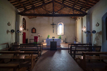 Naklejka premium San Biagio a Vignoni, romanesque styled church at Vignoni a San Quirico d'Orcia in the province of Siena, Italy
