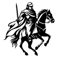 Flat Black Silhouette of Arabian Warrior Logo Featuring Fighter Soldier Knight and Swordsman Vector Artwork