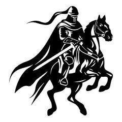 Arabian Warrior Logo Illustration Flat Black Silhouette with Fighter Soldier Knight and Swordsman Graphic Design