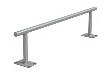 Metal grind rail for skateboarding with transparent background