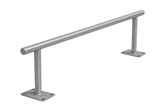 Metal grind rail for skateboarding with transparent background