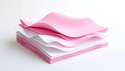 Stack of pink and white wavy sheets