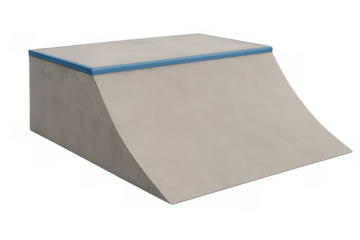 Concrete skate ramp obstacle with blue coping