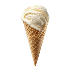 Creamy vanilla ice cream scoop in a waffle cone (1)