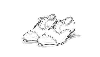 Classic men's leather lace-up shoes, detailed sketch