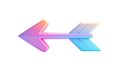 A stylized double-headed arrow, pastel gradient, glossy 3D effect, pointing left and right