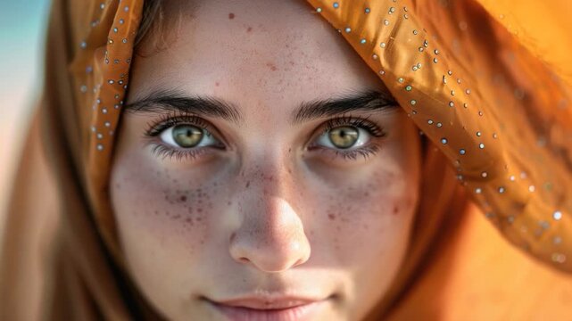 A close-up shot of a person wearing a headscarf, perfect for use in various contexts where modesty is important