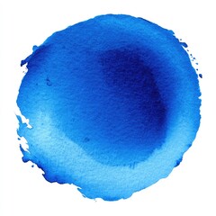 Abstract circular watercolor splash of deep blue