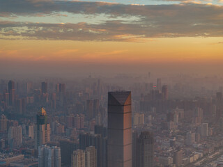 Fototapeta premium Wuhan Summer City Skyline Sunrise Scenery