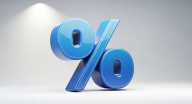 Percentage Sign, Blue, 3D, Isolated.