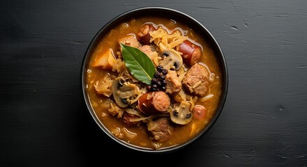 Delicious Spicy Ramen Noodle Soup with Mushrooms and Sausage.