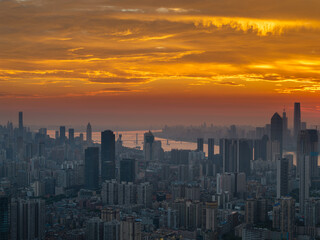 Obraz premium Wuhan Summer City Skyline Sunrise Scenery