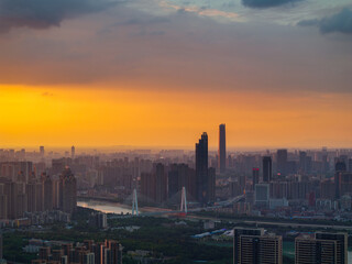 Wuhan Summer City Skyline Sunrise Scenery