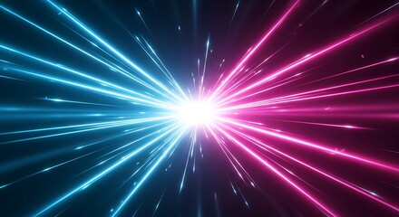 Abstract Neon Light Burst with Blue and Pink Speed Trails