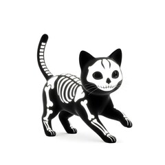 Obraz premium Spooky Black Cat with White Skeleton Design, Cute Halloween Decoration or X-Ray Art, Isolated 3D