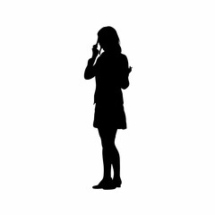 School counselor silhouette making a phone call to a parent silhouette