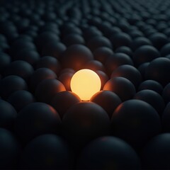 Obraz premium Single Sphere Illuminated in Dark Surrounding