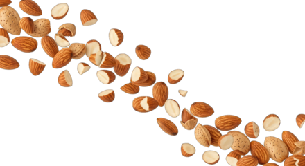 Scattered Almonds photos graphic isolated on a transparent background