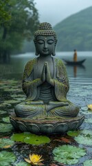 Buddha Statue in a Pond
