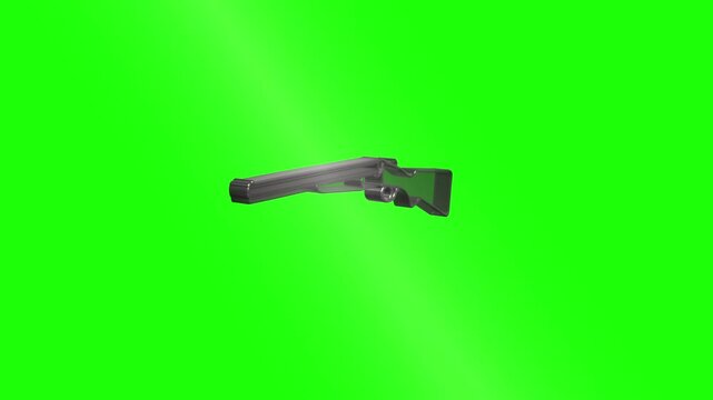 Rotating hunting rifle on green screen background