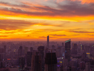 Fototapeta premium Wuhan Summer City Skyline Sunrise Scenery