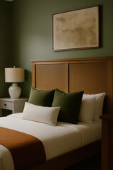 Minimalist bedroom with earthy tones and modern decor