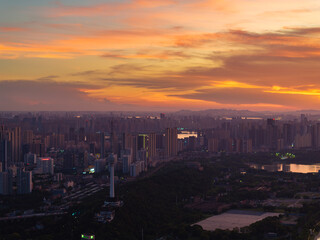 Wuhan Summer City Skyline Sunrise Scenery