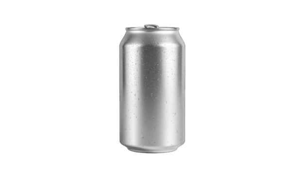 Silver Beverage Can with Condensation aluminum can isolated on a transparent background