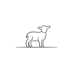 Obraz premium Simple line drawing of a young lamb standing on a line