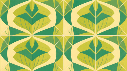 Geometric Floral Pattern A Repeating Design in Green and Yellow Tones for Backgrounds and Decoration