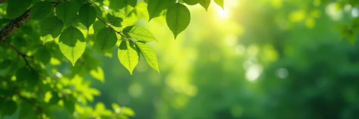 Gentle breeze rustling leaves on tree branches, wind, background