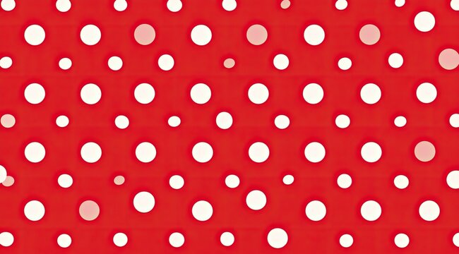 A repeating pattern of white circles on a red background.  Soft,  pastel  pink  circles  are  also  present.  Various  circle  sizes - Powered by Adobe