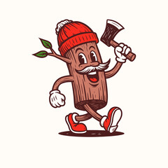 Vintage Lumberjack Wood Log Mascot Vector Illustration

 
