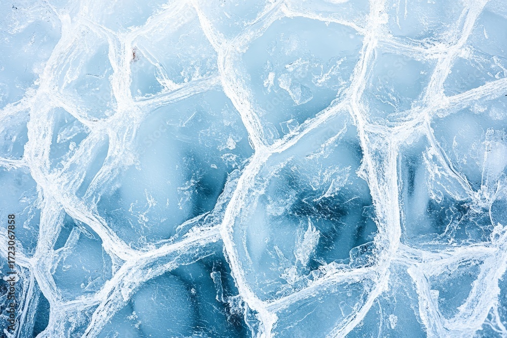 Poster intricate ice fractures and sparkling reflections on a cold surface creating a beautiful display