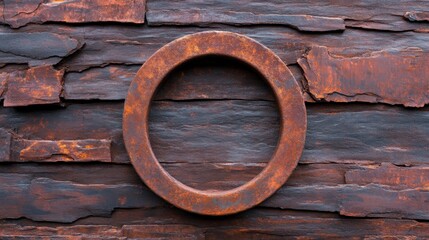 High contrast rusty texture with circular ring in center, pitted and aged surface