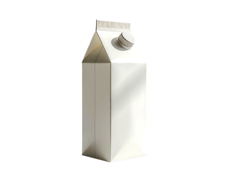 A pristine, off-white carton, reminiscent of milk packaging, stands upright against a black backdrop, subtly illuminated by soft sunlight.  The carton features a simple, screw-on cap