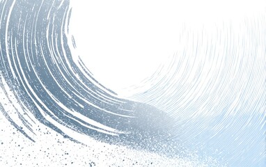 Abstract swirling design in light blue and gray tones.  A circular pattern of textured lines fades from dark gray to light blue, with scattered specks