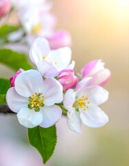 Close-up of blossoming apple tree