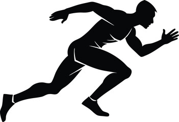 Dynamic silhouette of a man sprinting in full motion vector graphic eps vector