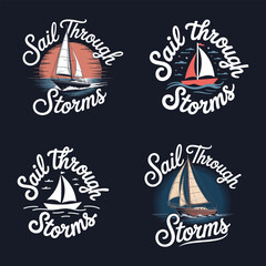 Sailboats on water with text sailing ocean
