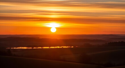 Enchanting golden hour illuminating tranquil countryside landscapes