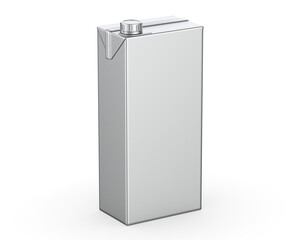 Silver foiling metallic carton pack template for juice, milk and other beverages, 3d illustration
